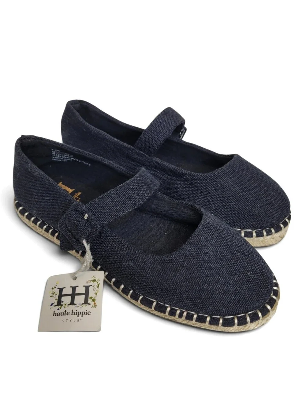 Haute Hippie Cecily Espadrille Mary Jane 7.5 Black NEW